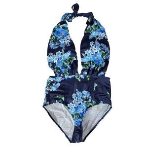 Plunge Deep V Neck One Piece Swimsuit 